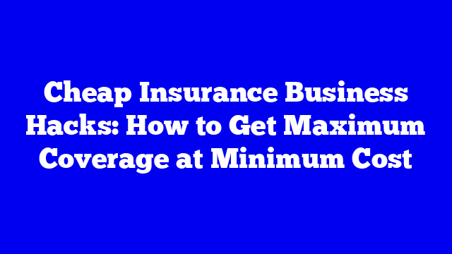 Cheap Insurance Business Hacks: How to Get Maximum Coverage at Minimum Cost